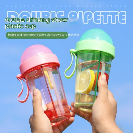 Dual Straw Fruit Tea Cup