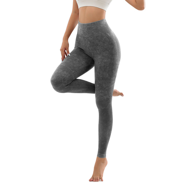 Women's Hollow Wide Band Waist Sports Leggings With Butt Ruching, Scrunch Butt Lifting Tights Seamless Yoga Tummy Control Pants