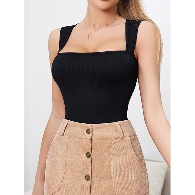Women's One-piece Set Sleeveless Square Neck Skinny Yoga Bodysuit, Women's Sportswear Clothing
