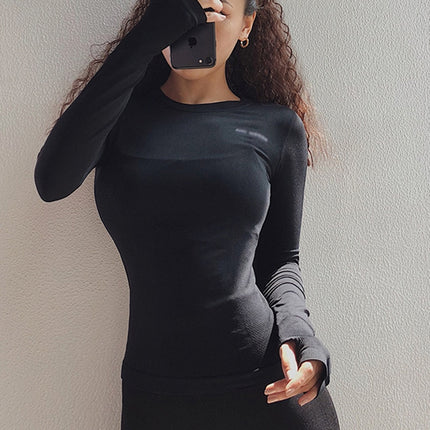 Solid Color High Elastic Gym Top