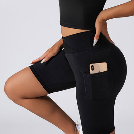 Biker Shorts Women Tummy Control  No Seam High Waist Yoga Gym Workout Running Volleyball Shorts With Pockets