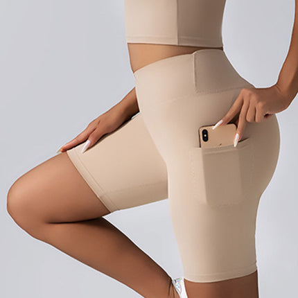 3 Pack Biker Shorts With Pockets High Waist Tummy Control Running Workout Polymide Gym Volleyball Yoga Shorts