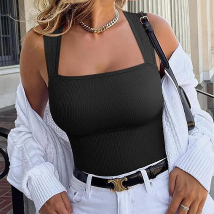 Women's One-piece Set Sleeveless Square Neck Skinny Yoga Bodysuit, Women's Sportswear Clothing