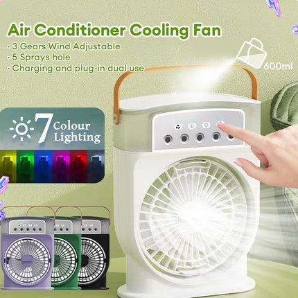 Portable USB Air Cooler with Mist & LED