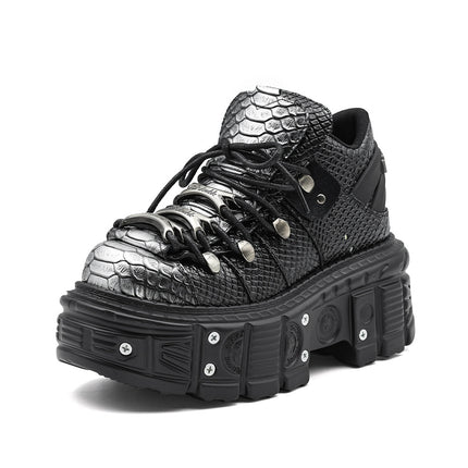 Chunky-sole Punk-style Platform Tank Boots For Women