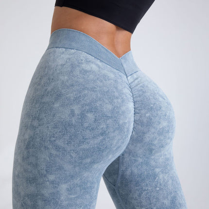 V Back Scrunch Butt Workout Leggings Women Seamless Gym Yoga Leggings High Waist