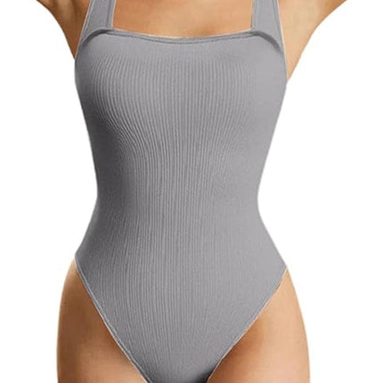 Women's One-piece Set Sleeveless Square Neck Skinny Yoga Bodysuit, Women's Sportswear Clothing