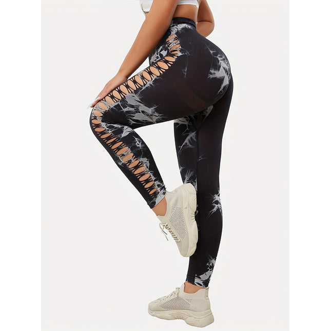 5 Pack Women's Tie-Dye Cutout Yoga Pants High-Waisted Leggings Women's Tie-Dye Leggings,, Leggings Women High Waisted Seamless Workout Leggings Gym Booty Tights Tummy Control Yoga Pants