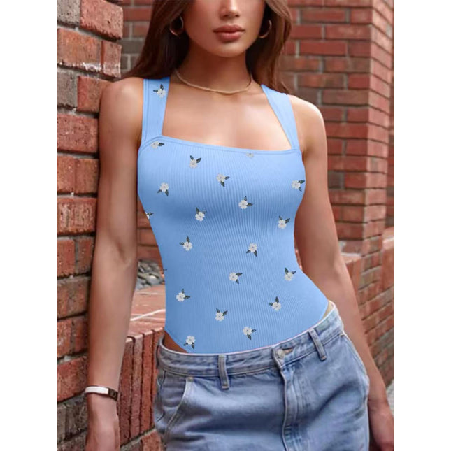 NEW Women's Summer Outfit Baby Blue Cherry Print Jumpsuit For Women Vintage Chic, Lightweight Perfect For Commute, Comfortable Stylish, Flattering Silhouette
