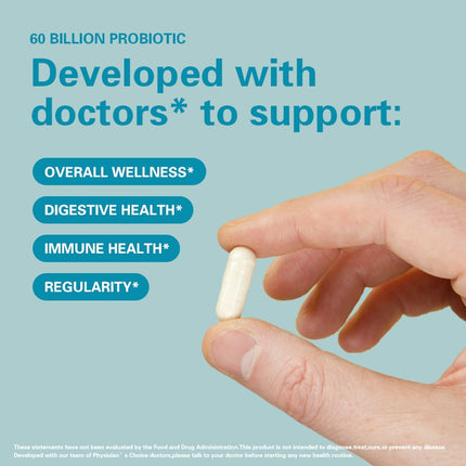 BSYS 60 Billion CFU Probiotic Capsules  Acid-Resistant Stomach-Resistant Formula  Intestinal Delivery Technology  Digestive & Immune Health Support  Daily Gut Wellness Supplement