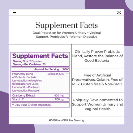 Women’s Vaginal & Gut Probiotics 60B CFU