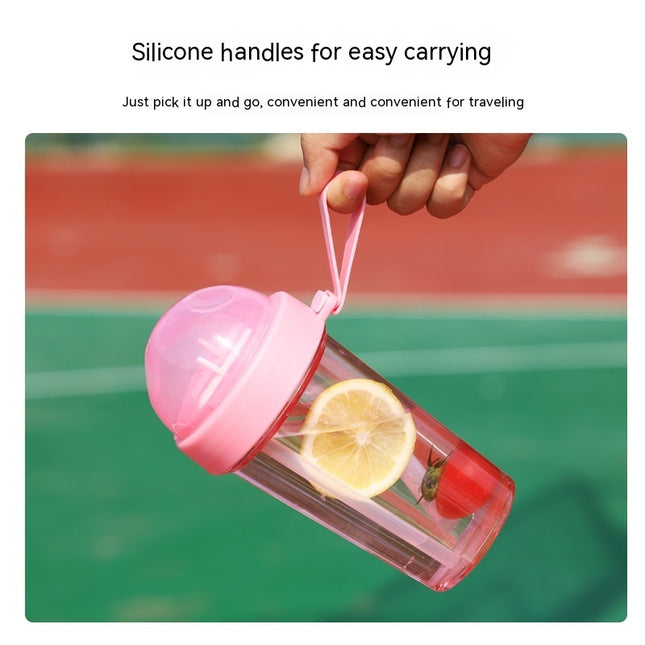 Dual Straw Fruit Tea Cup