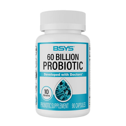 BSYS 60 Billion CFU Probiotic Capsules  Acid-Resistant Stomach-Resistant Formula  Intestinal Delivery Technology  Digestive & Immune Health Support  Daily Gut Wellness Supplement