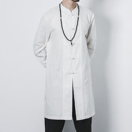 Cotton and linen long men's button jacket jacket linen men's clothing men