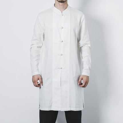 Cotton and linen long men's button jacket jacket linen men's clothing men