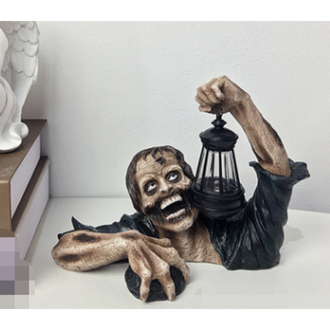 Lantern Zombie Garden Landscape Decoration Home Desktop Horror Zombie Character Sculpture