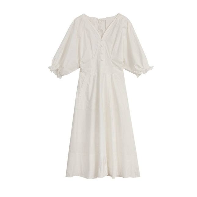 Dress Women Summer V-neck Puff Sleeve Women's Clothing