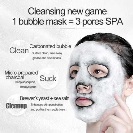 1pc Black Sea Salt Pure Moisturizing Bubble Facial Mask Deep Cleansing