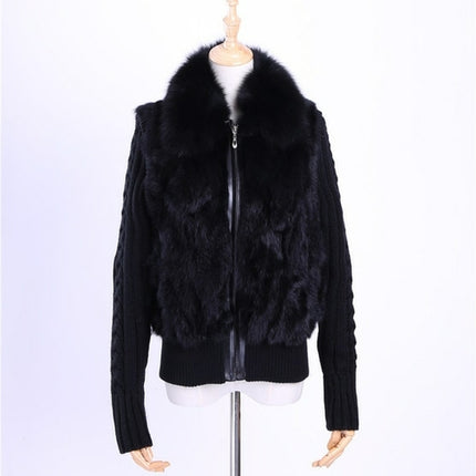 2020 Women's Genuine Real Rabbit Fur Fox Fur Collar Knitting Sleeve