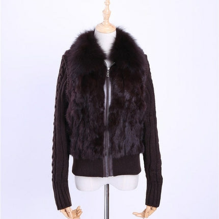 2020 Women's Genuine Real Rabbit Fur Fox Fur Collar Knitting Sleeve