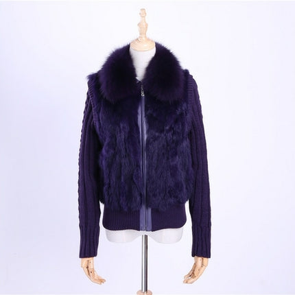 2020 Women's Genuine Real Rabbit Fur Fox Fur Collar Knitting Sleeve