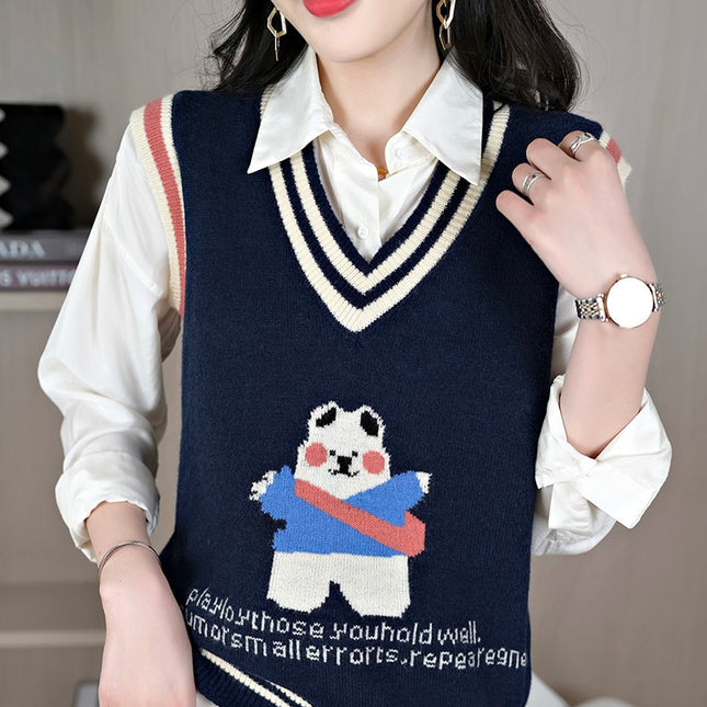 2022 Autumn And Winter Cashmere Vest Sweater Basic Loose Soft Solid