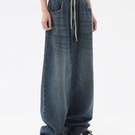 2022 Women American Vintage Baggy Jeans Elastic Waist Oversized Long
