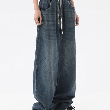2022 Women American Vintage Baggy Jeans Elastic Waist Oversized Long