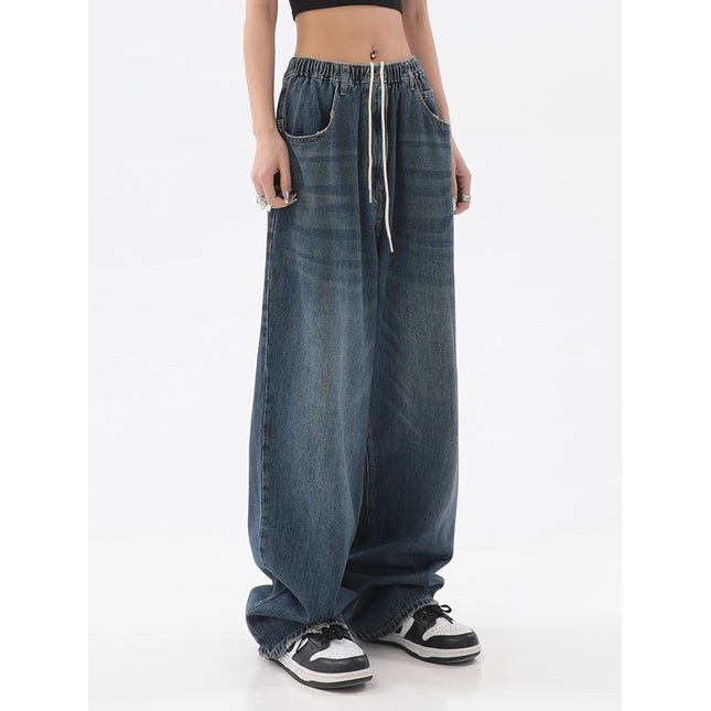 2022 Women American Vintage Baggy Jeans Elastic Waist Oversized Long