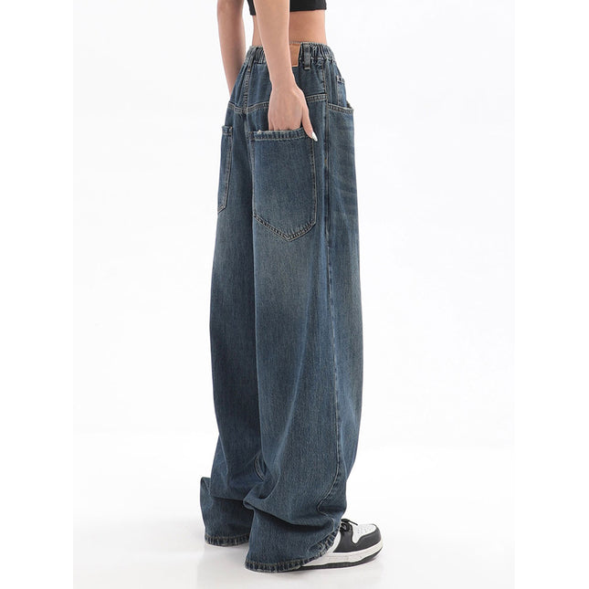 2022 Women American Vintage Baggy Jeans Elastic Waist Oversized Long
