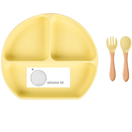 Baby Food Supplement Spoon Integrated Silicone Dinner Plate Set