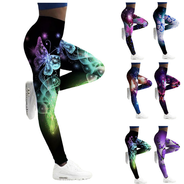 Breathable Skinny Butterfly Printed Leggings