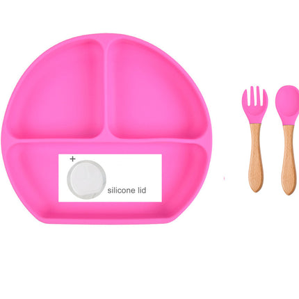 Baby Food Supplement Spoon Integrated Silicone Dinner Plate Set