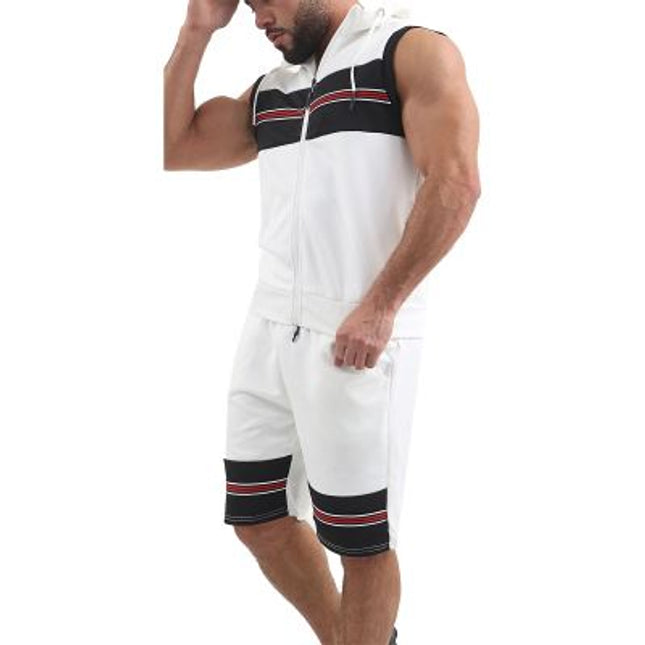 Fitness hooded sleeveless vest shorts