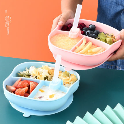 Big Sucker Children's Silicone Dinner Plate Integrated Food Supplement Partitioned