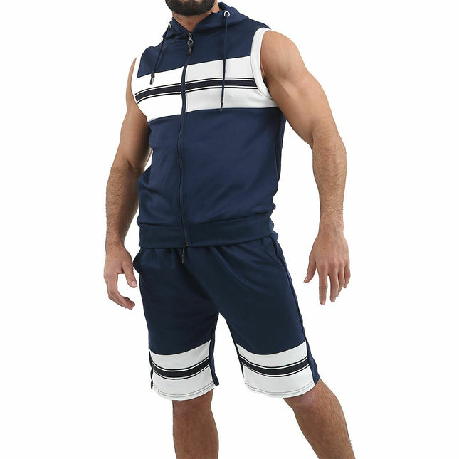 Fitness hooded sleeveless vest shorts