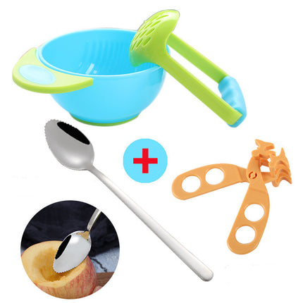 Baby Food Supplement Tool Grinding Bowl Supplementary Scissors Set