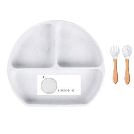 Baby Food Supplement Spoon Integrated Silicone Dinner Plate Set