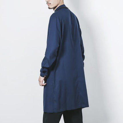 Cotton and linen long men's button jacket jacket linen men's clothing men