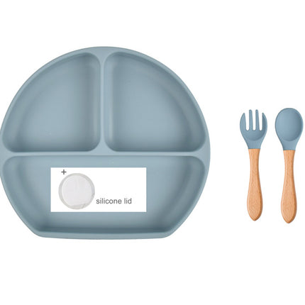 Baby Food Supplement Spoon Integrated Silicone Dinner Plate Set