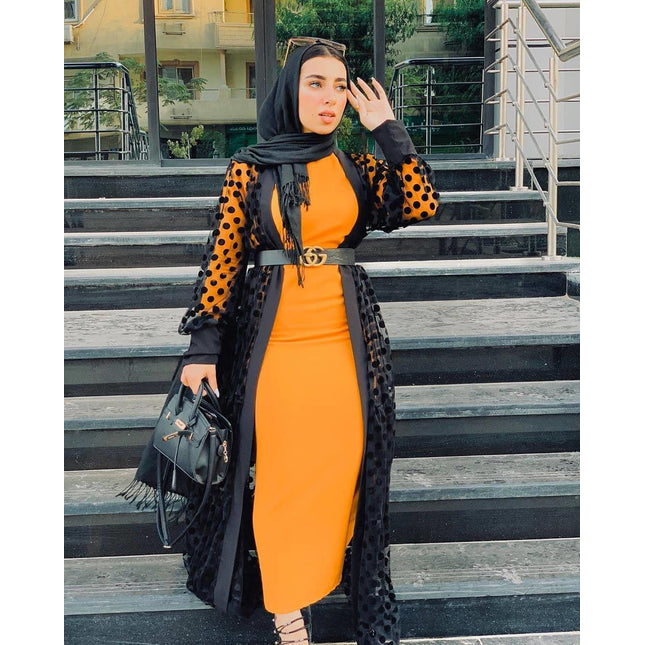 Cross-border Polka Dot Perspective Cardigan Long Shawl