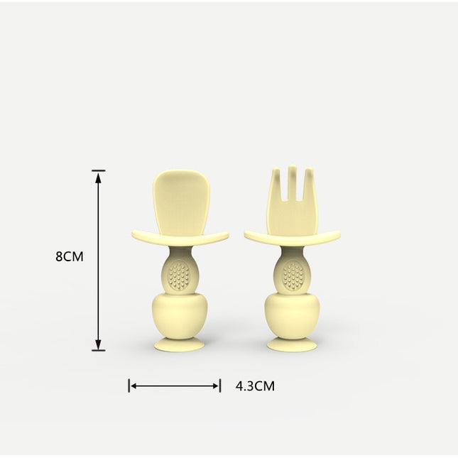 Training Food Supplement Baby Silicone Spoon And Fork Set