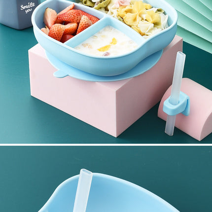 Big Sucker Children's Silicone Dinner Plate Integrated Food Supplement Partitioned