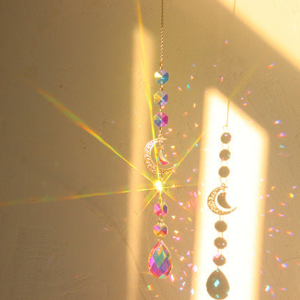 Suncatcher Crystal Sun And Moon Crystals Prism Rainbow Sun Catcher Garden Decoration Hanging Sundrop Window Patio Ornament