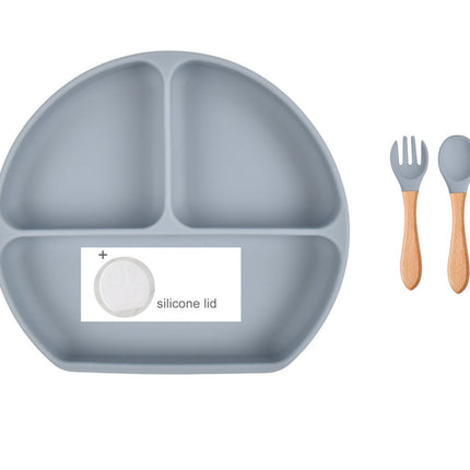 Baby Food Supplement Spoon Integrated Silicone Dinner Plate Set