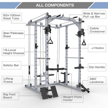Multi-function Power Cage Power Rack With Cable Crossover Machine