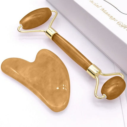 Resin Roller Face Massager 7 Colors Gua Sha Set Scraping Board Facial