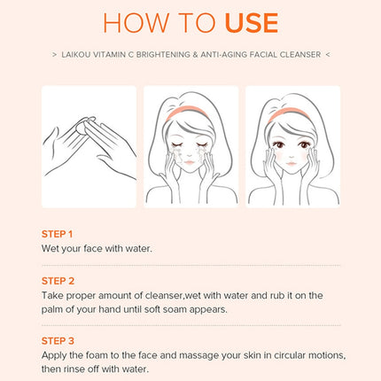 Vitamin C Facial Cleanser Whitening Moisturizing Brightening Deep