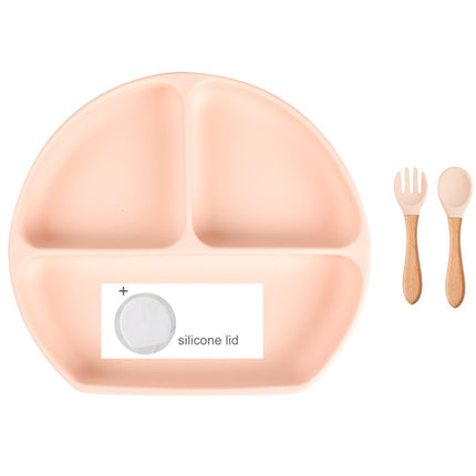 Baby Food Supplement Spoon Integrated Silicone Dinner Plate Set