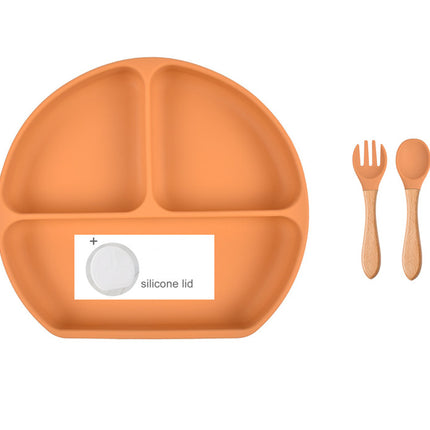 Baby Food Supplement Spoon Integrated Silicone Dinner Plate Set